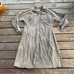 Calvin Klein vintage brown leather midi trench dress